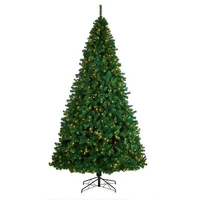 10' Northern Tip Artificial Christmas Tree with 800 Clear LED Lights and 2200 Bendable Branches