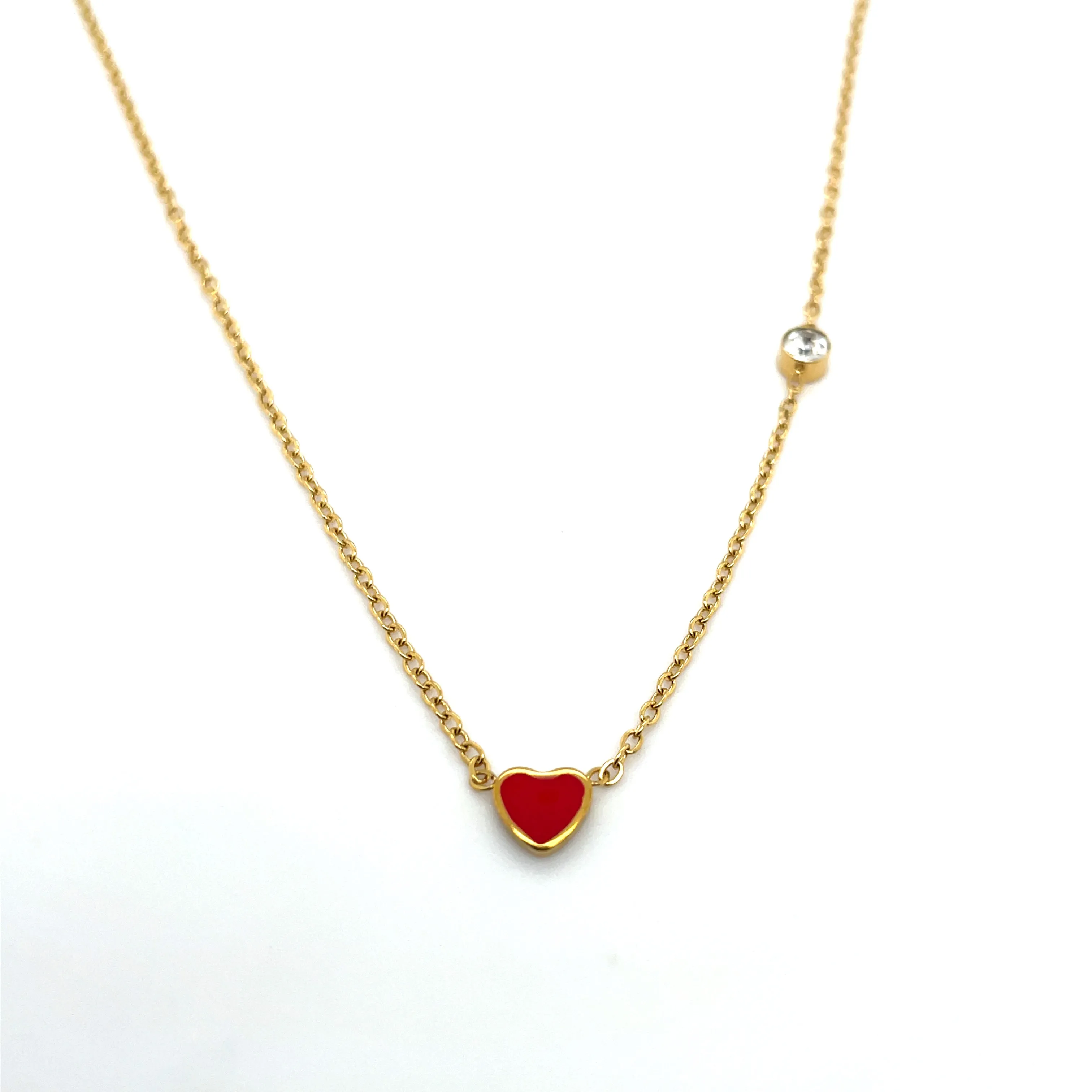 18k Gold Plated Red Heart Pendant Necklace Ref: NE25730EG