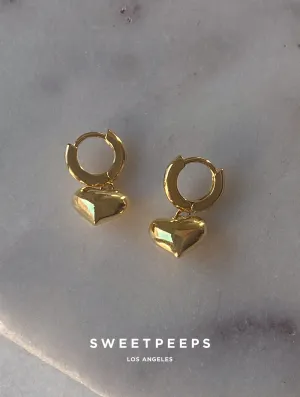 18K Valentine Heart Hoops