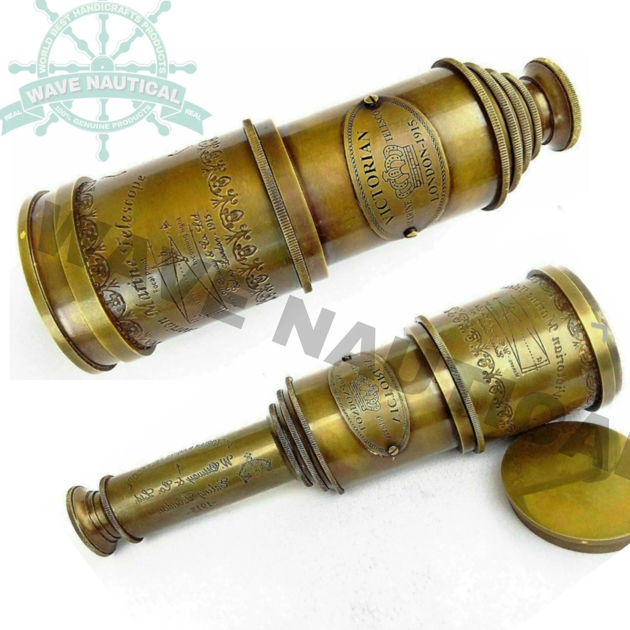 20_Inch Brass Victorian Marine Telescope London 1915 | with Wood Box Vintage