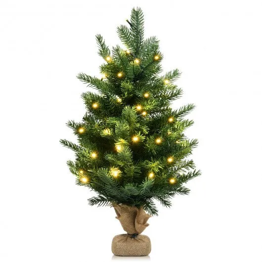 24 Inch Tabletop Fir Artificial Christmas Tree with LED Lights