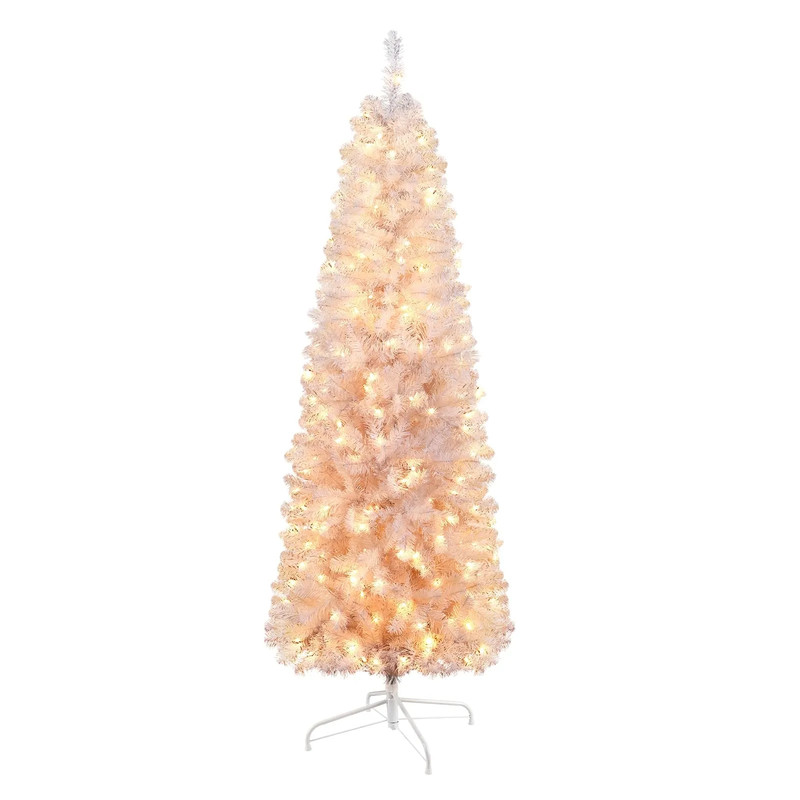 4ft Prelit Warm White Lights Artificial Hinged Slim Pencil Christmas Tree