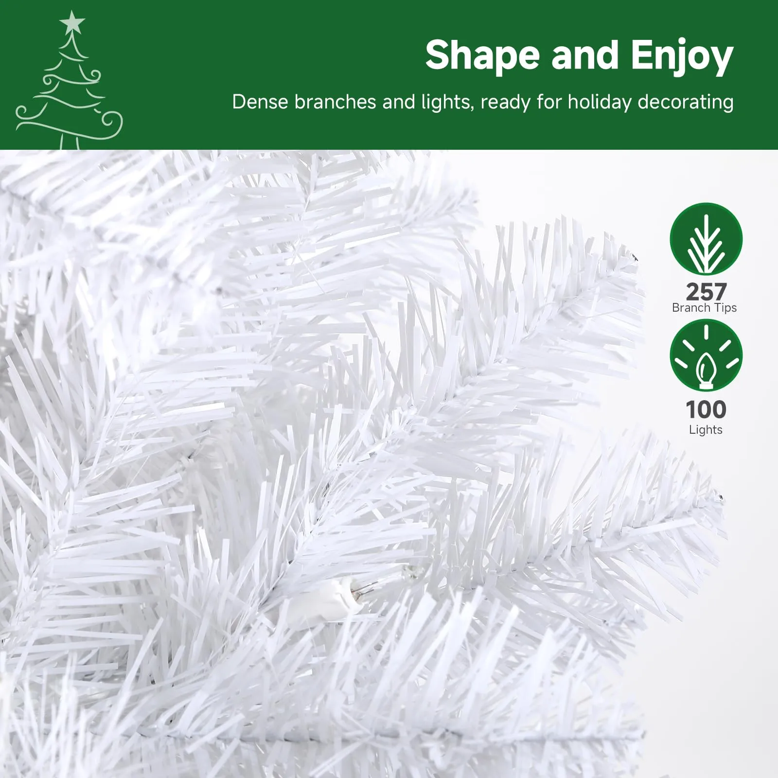 4ft Prelit Warm White Lights Artificial Hinged Slim Pencil Christmas Tree