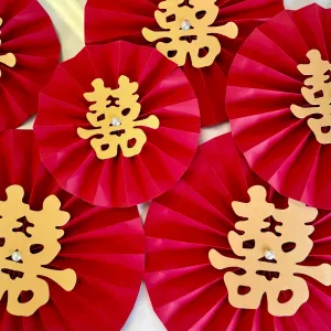 6 pack - DIY Paper Chinese Table Decorations - Double Happiness (A)