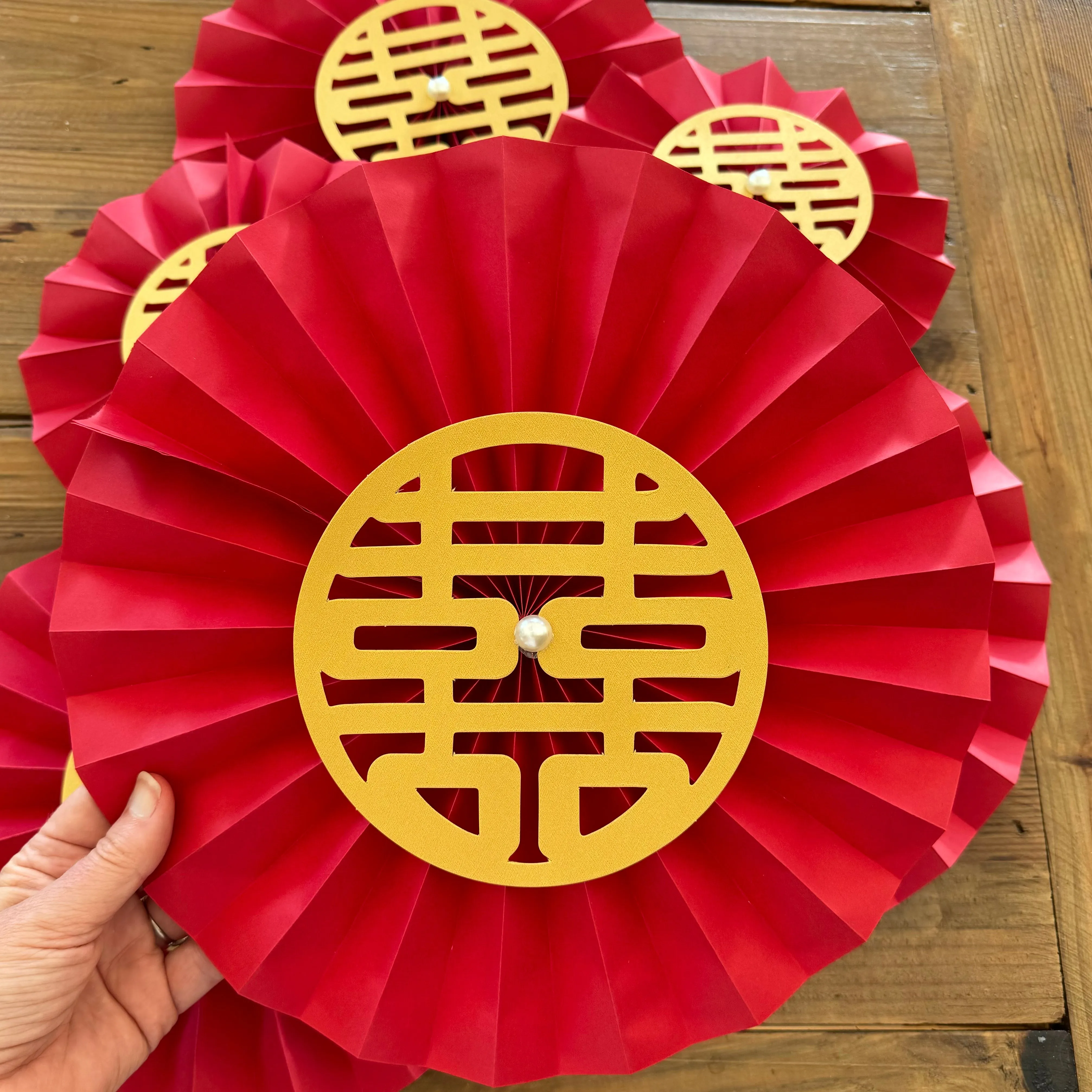 6 pack - DIY Paper Chinese Table Decorations - Double Happiness (B)