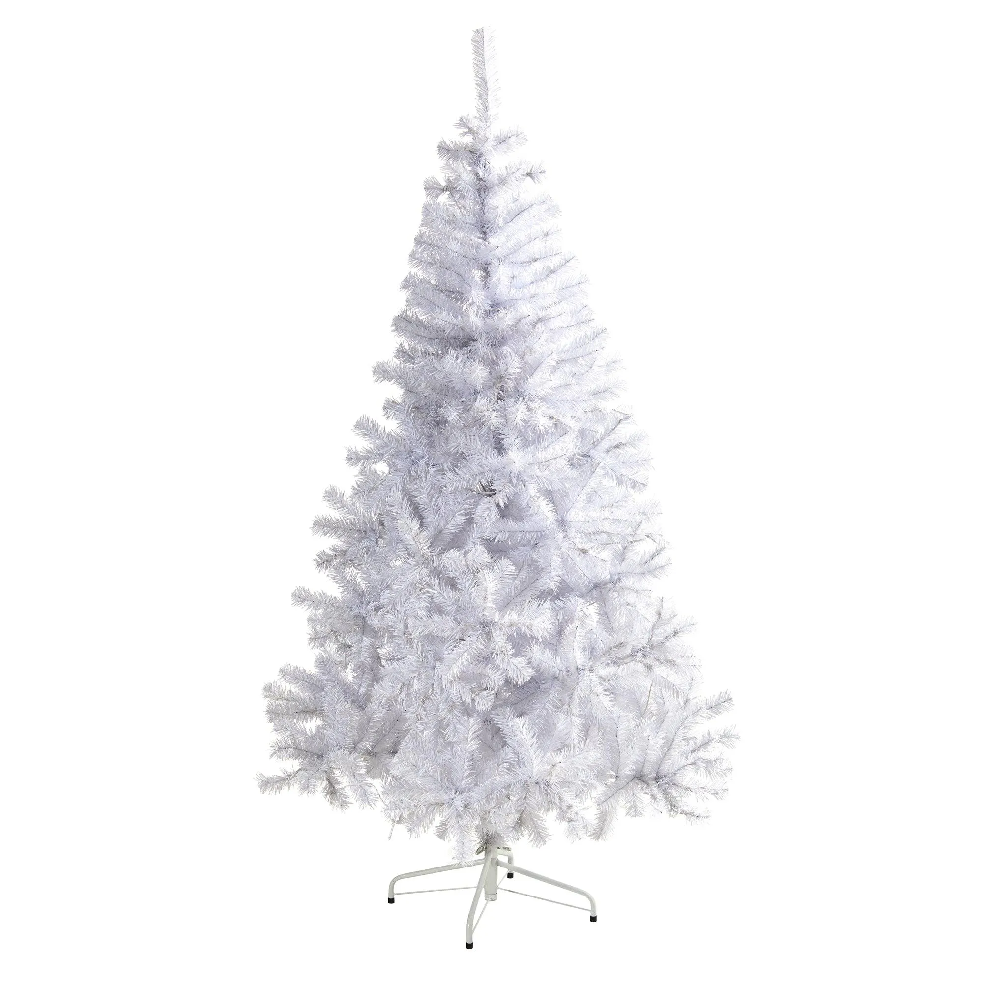 6' White Artificial Christmas Tree with 680 Bendable Branches and 250 Clear LED Lights