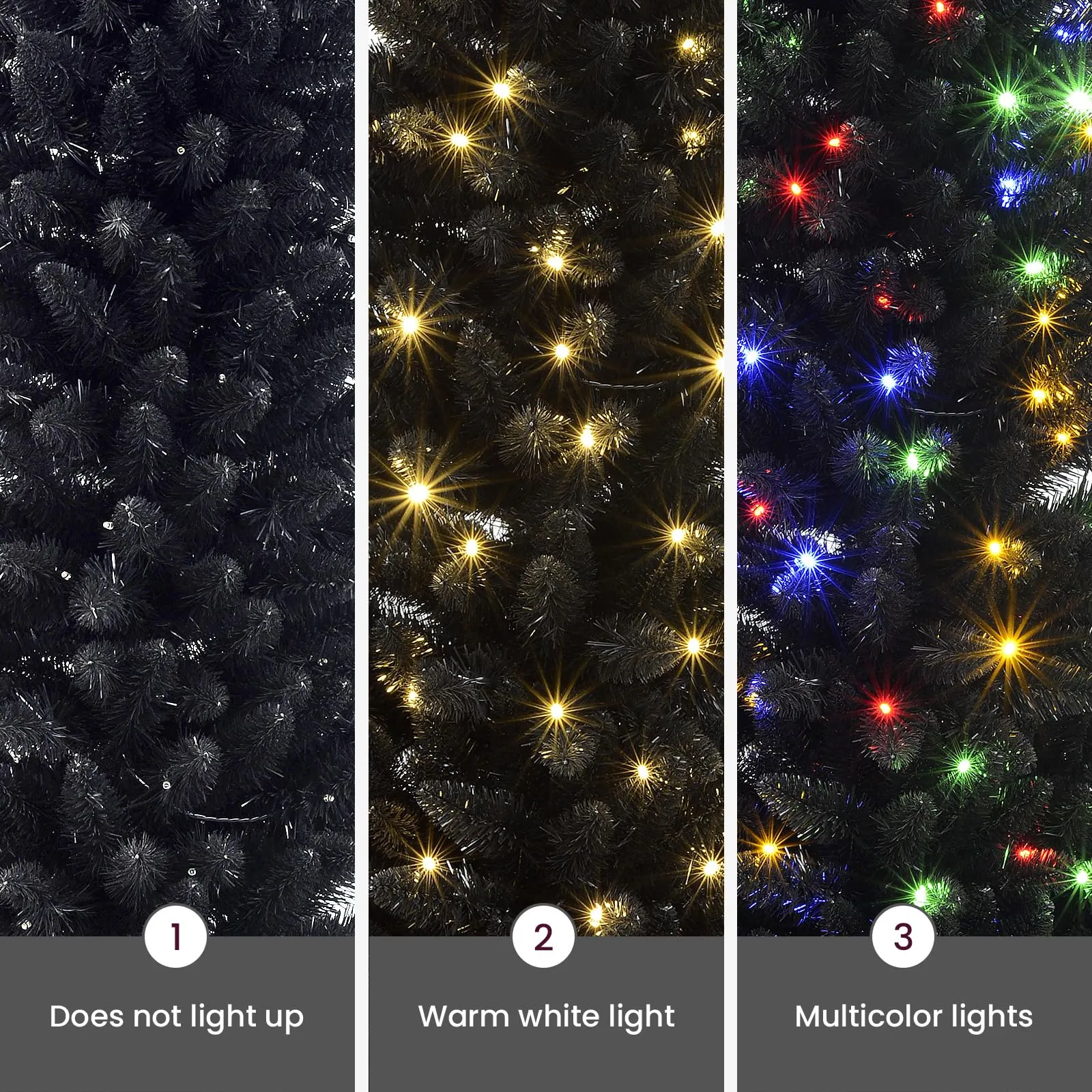 6ft Premium Prelit Warm White & Multi-Color Lights Artificial Hinged Slim Pencil Christmas Tree with Remote Control