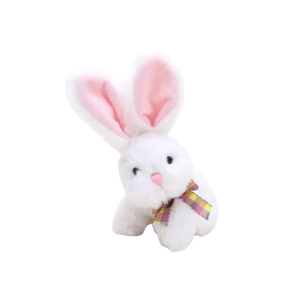 6" Cute "Cotton Candy" Fluffy Easter Bunny, Gray, White and Brown color