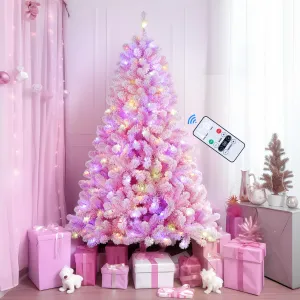 7.5ft Prelit Multi-Color RGB Lights Snow Flocked Artificial Holiday Christmas Tree with Remote