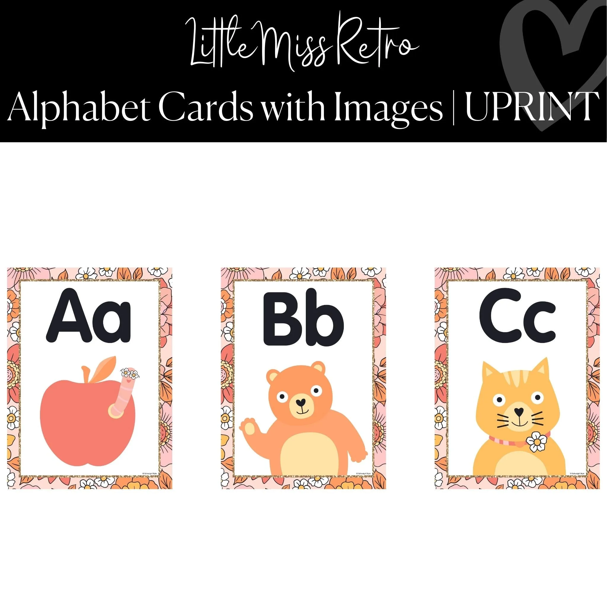 Alphabet Posters with Images | Retro Classroom Decor | Little Miss Retro |  UPRINT | Schoolgirl Style