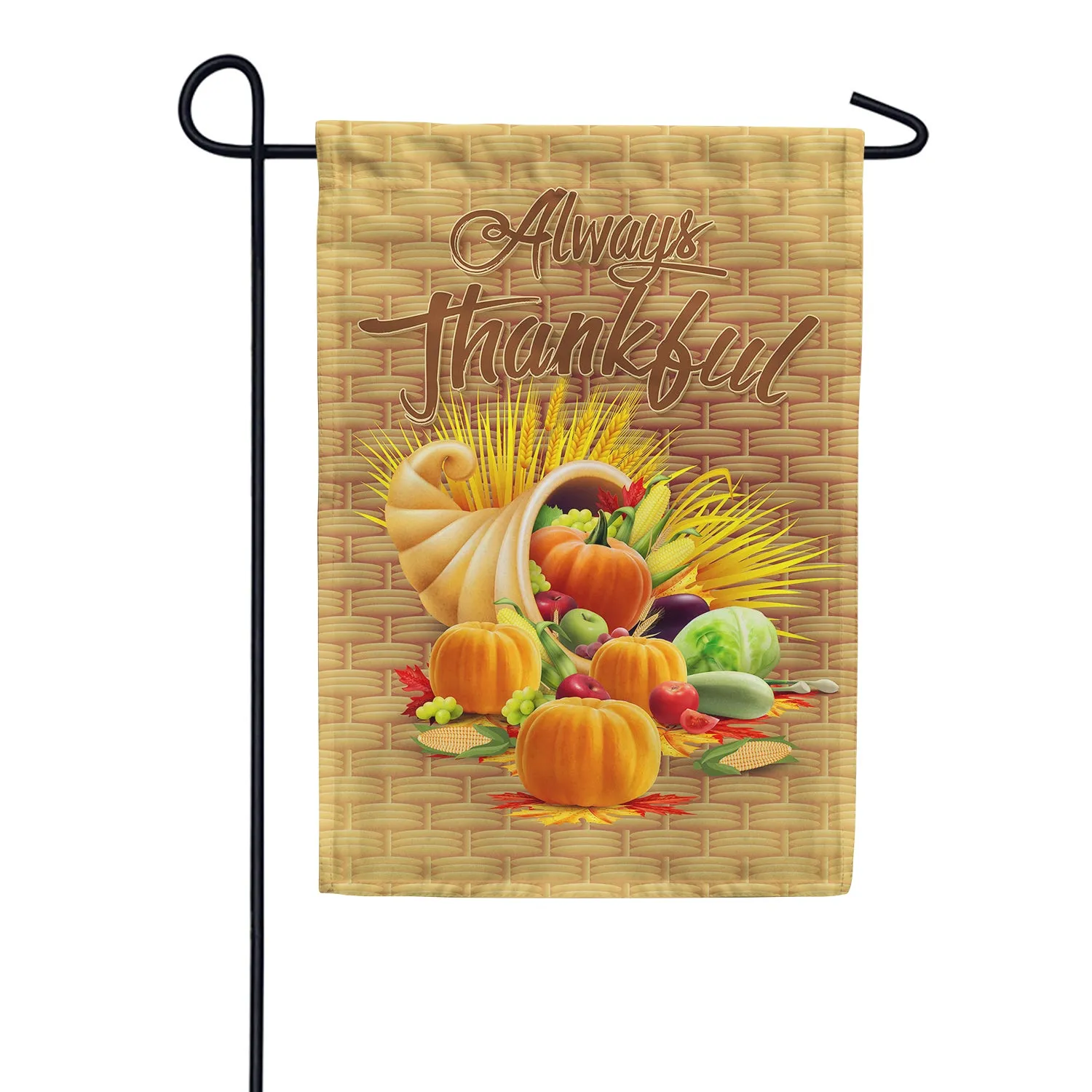 Always Thankful-Basket Weave Double Sided Garden Flag