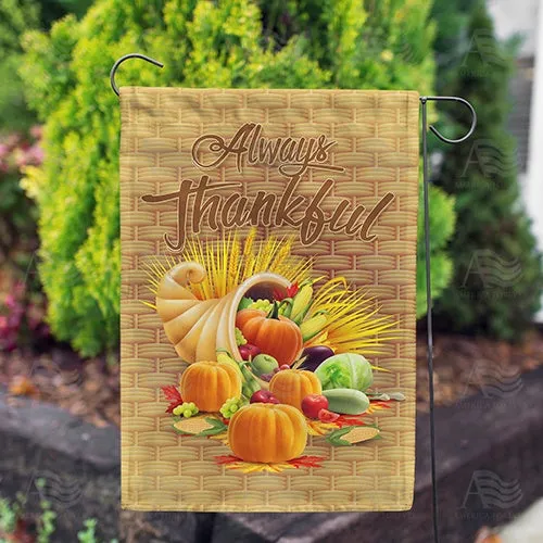 Always Thankful-Basket Weave Double Sided Garden Flag