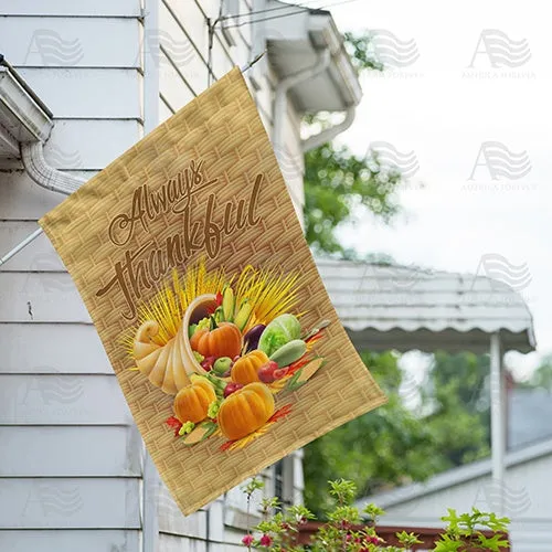 Always Thankful-Basket Weave Double Sided House Flag