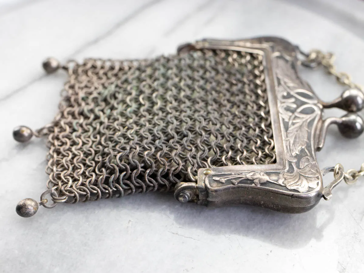 Antique German Silver Mesh Coin Purse