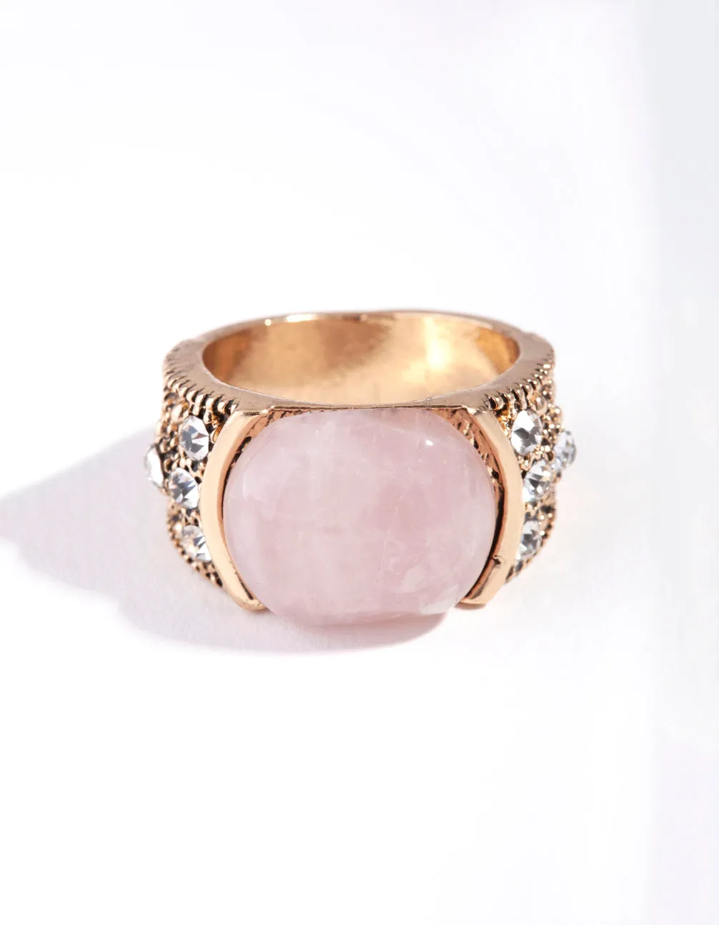 Antique Gold Pink Boho Ring