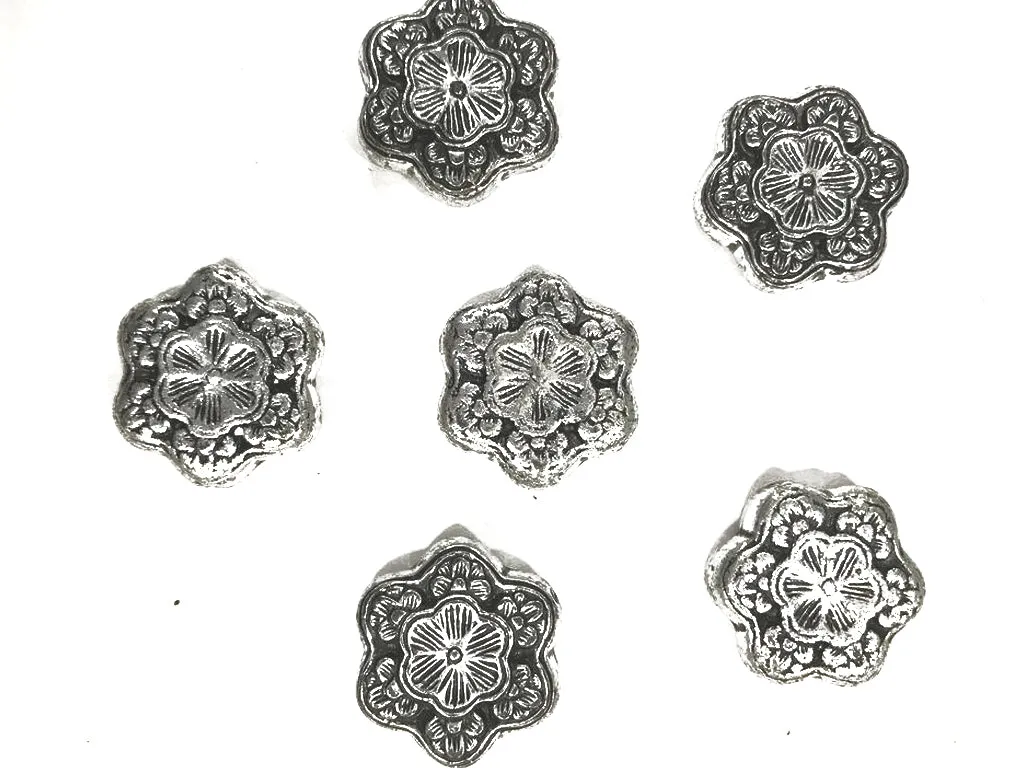 Antique Silver Flower Plastic Beads