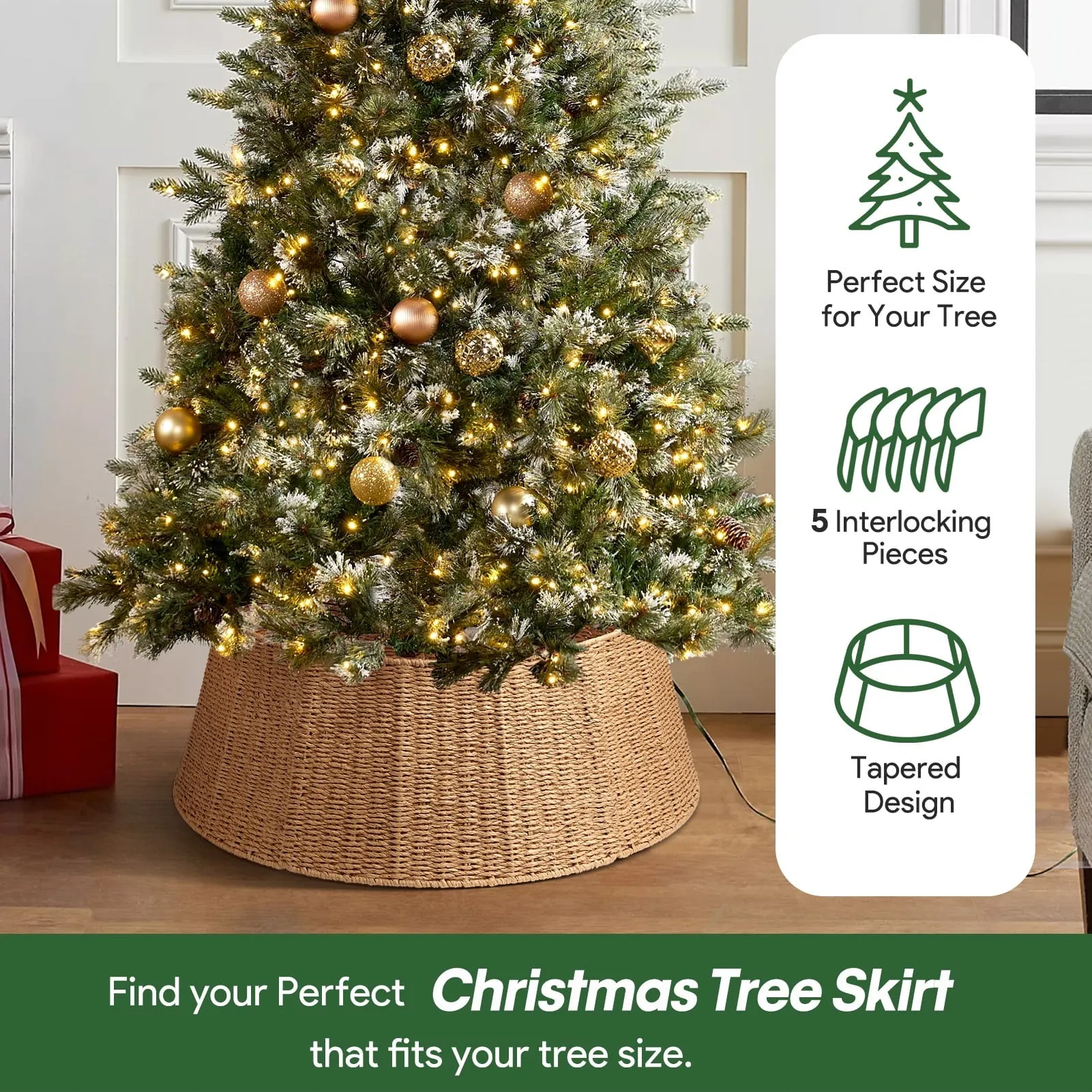 26-inch Christmas Tree Collar Stand Cover for Festive Tree Decorations