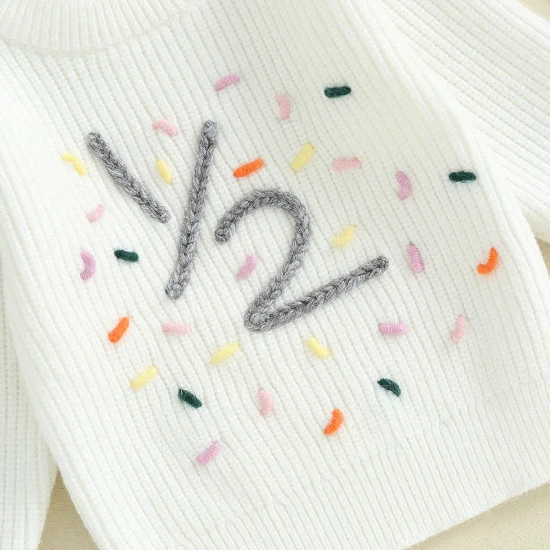 Baby Girls Deluxe Sweater - Half Birthday - 6M, 12M