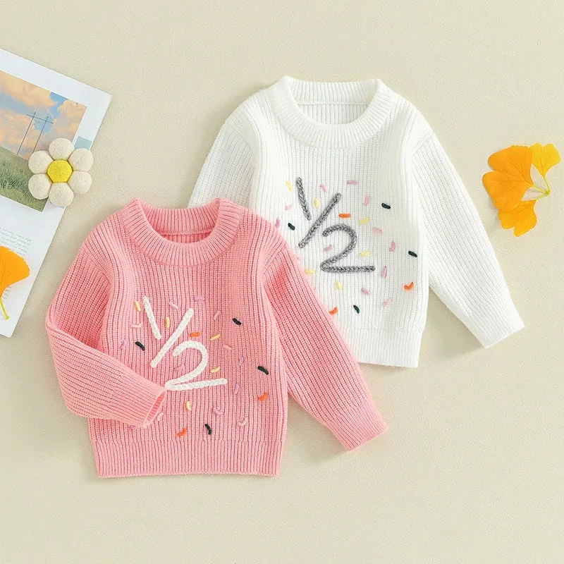 Baby Girls Deluxe Sweater - Half Birthday - 6M, 12M