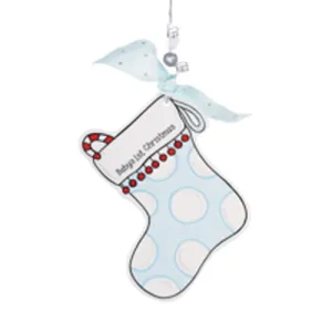 Blue Baby's 1st Christmas Flat Ceramic Holidays Ornament