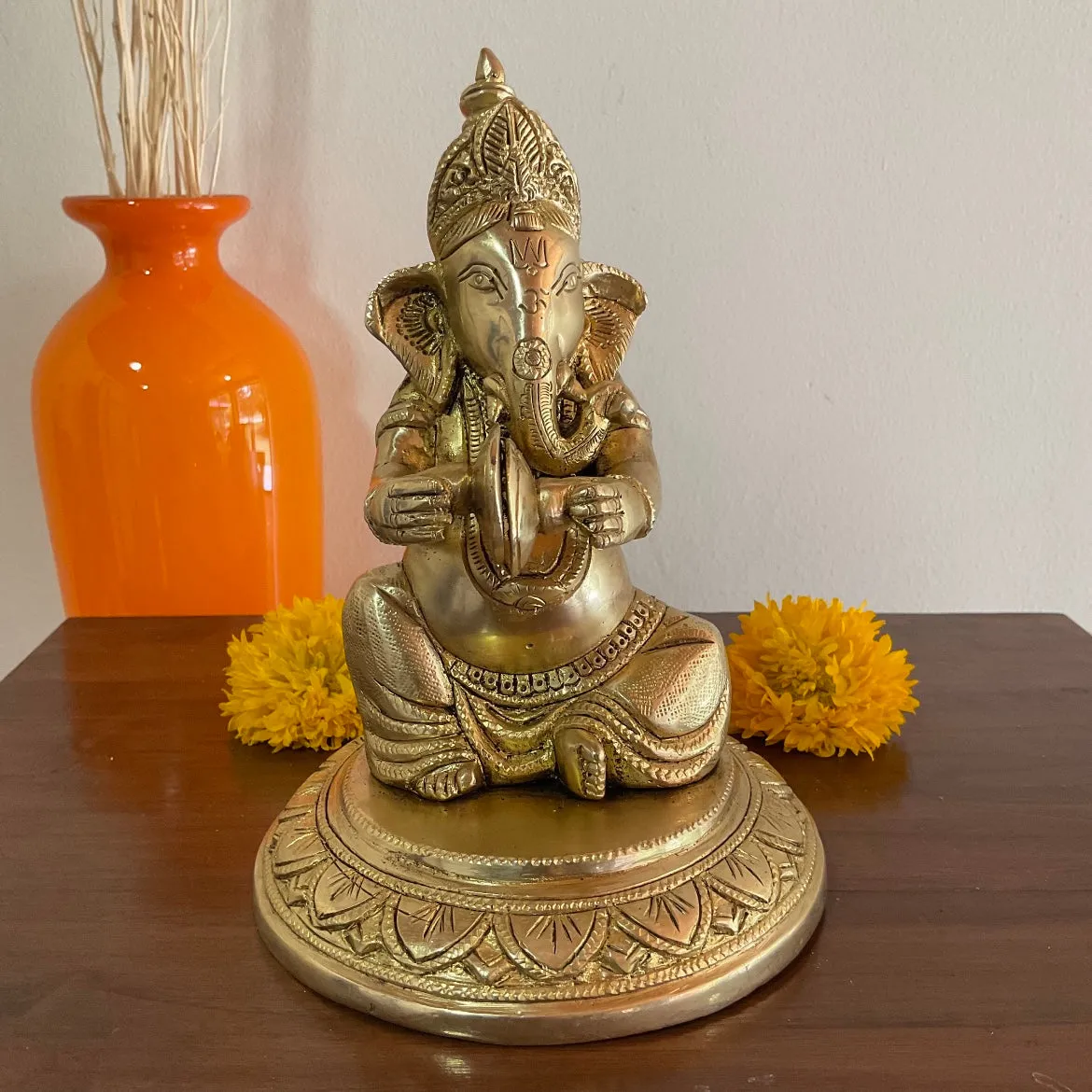 Brass Musician Ganesha Idol (set of 5) - Table Decor