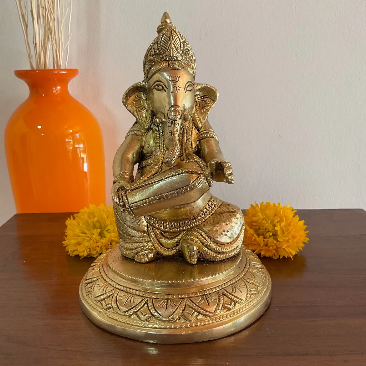 Brass Musician Ganesha Idol (set of 5) - Table Decor