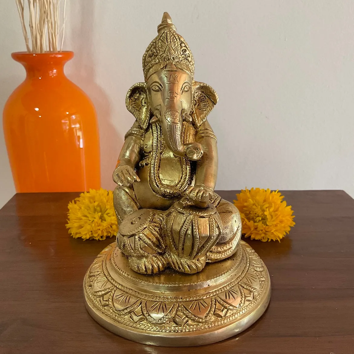 Brass Musician Ganesha Idol (set of 5) - Table Decor