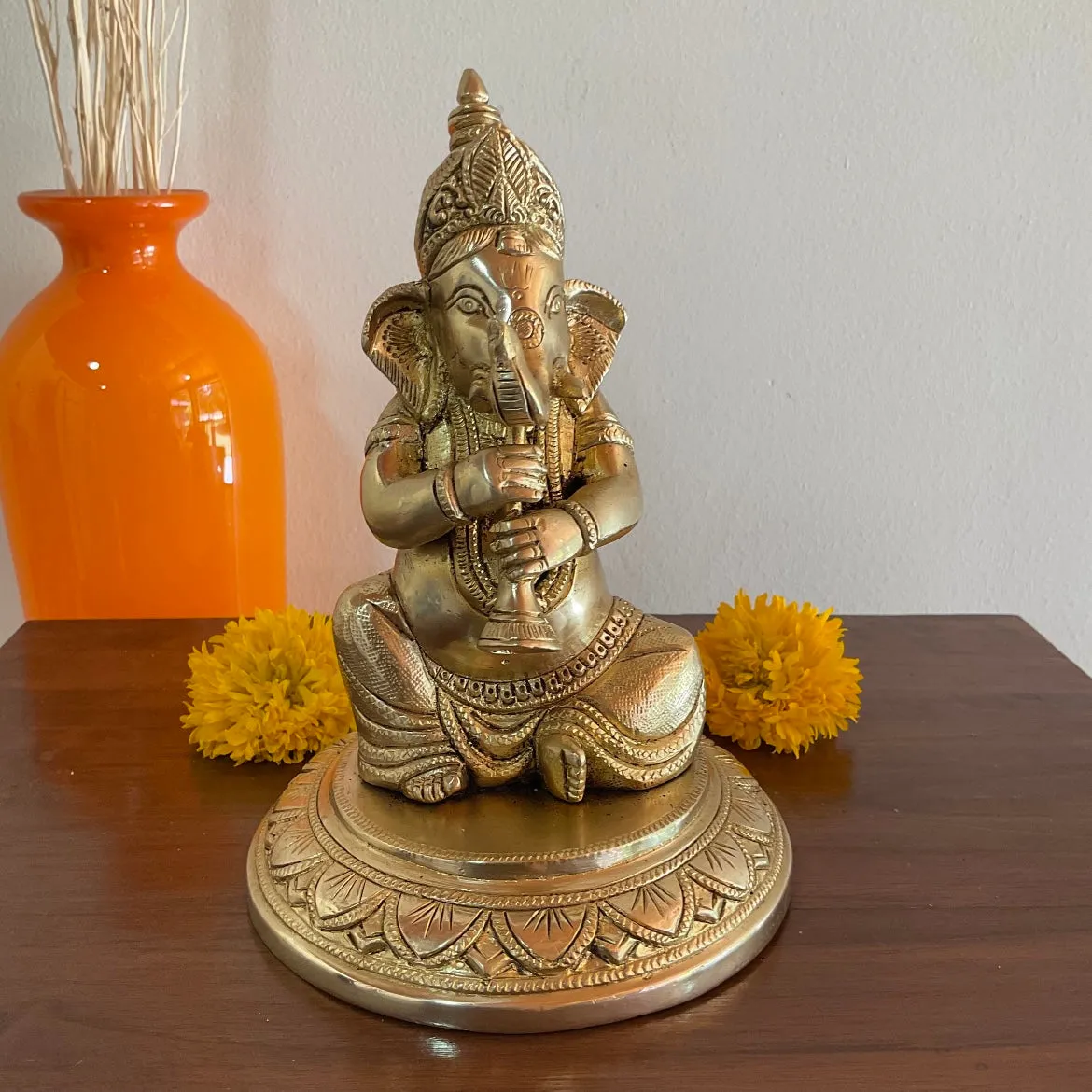 Brass Musician Ganesha Idol (set of 5) - Table Decor