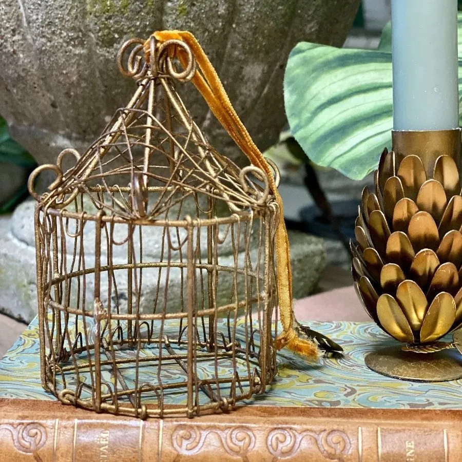 Brass Wire Birdcage Hanging Decoration