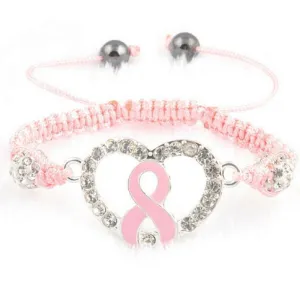 Breast Cancer Awareness Drawstring Bling Bracelet