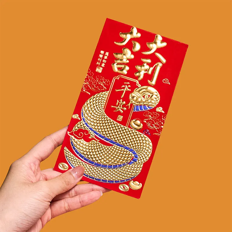 Buddha Stones 6Pcs Red Envelope Year Of The Snake Design Lucky Money Envelopes All The Best 2025 Chinese New Year