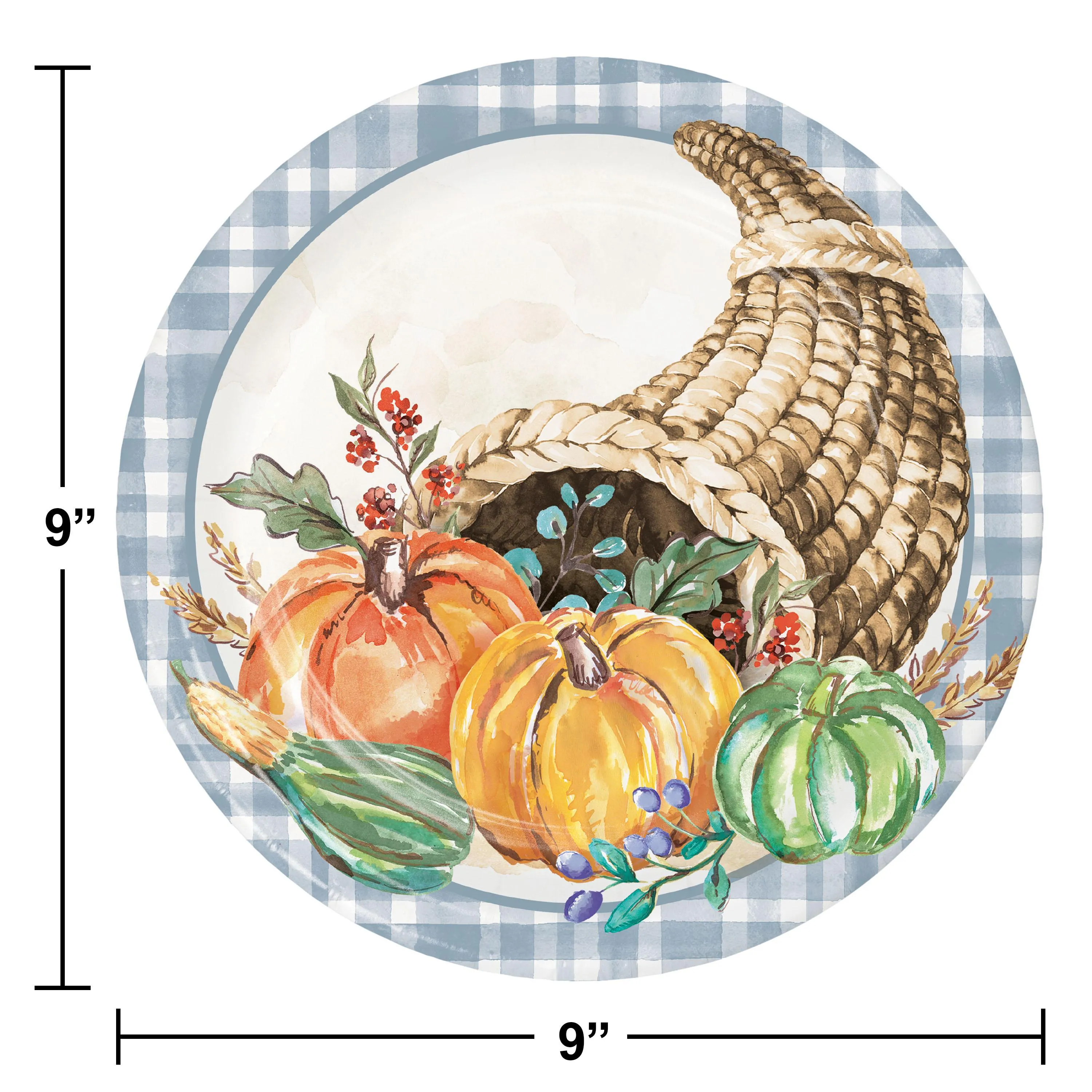 Bulk Decadent Cornucopia 8.75 Inch Paper Dinner Plate (96 per Case)