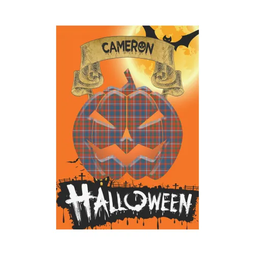 Cameron of Lochiel Ancient Tartan Jack O' Lantern Garden Flag / Halloween Home Decor NN4