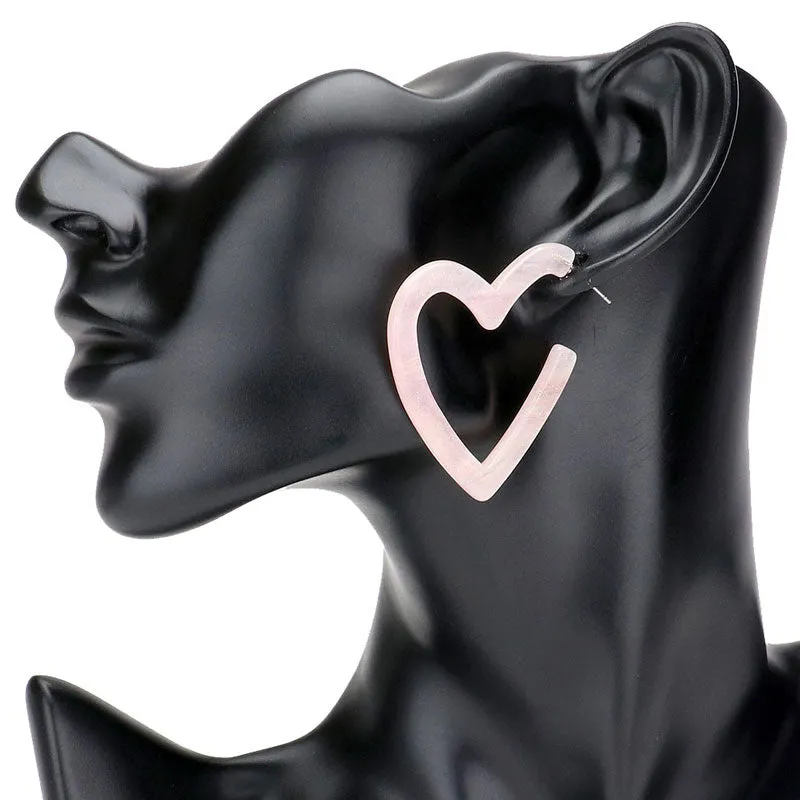 Celluloid Acetate Open Heart Earrings