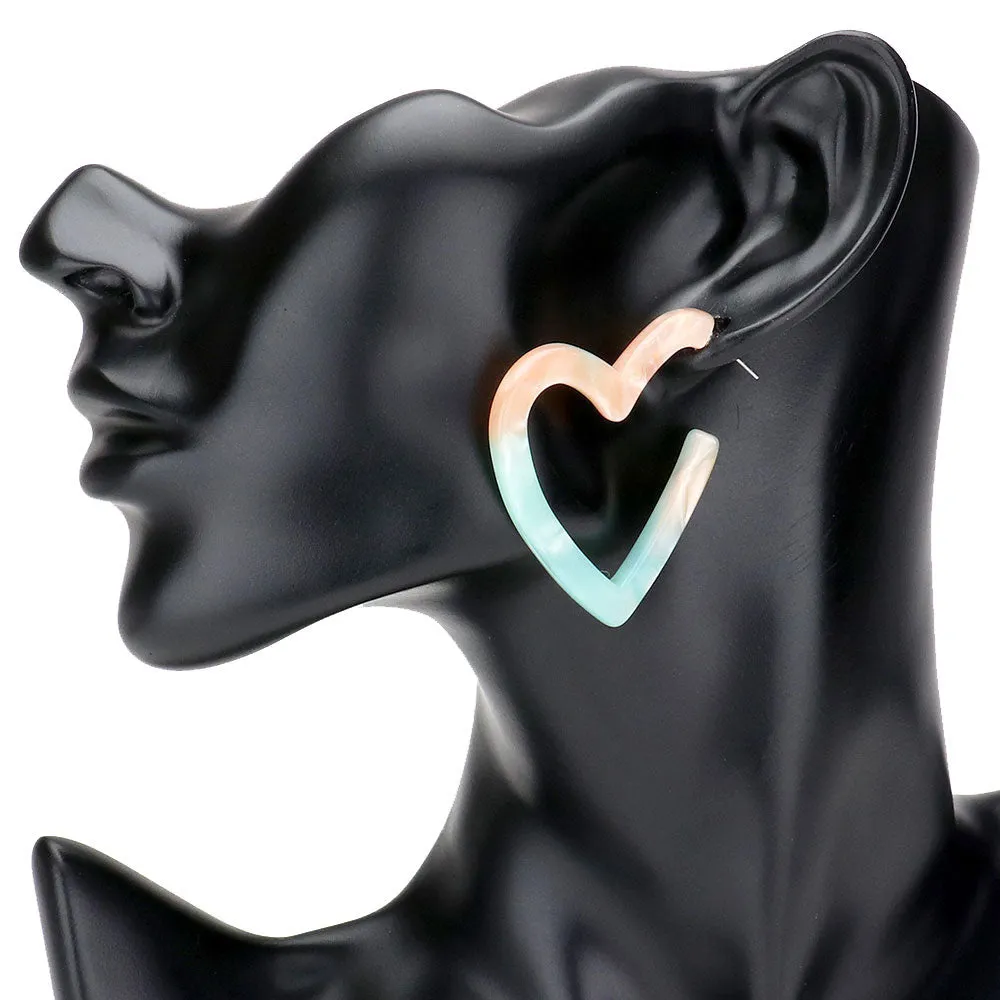 Celluloid Acetate Open Heart Earrings