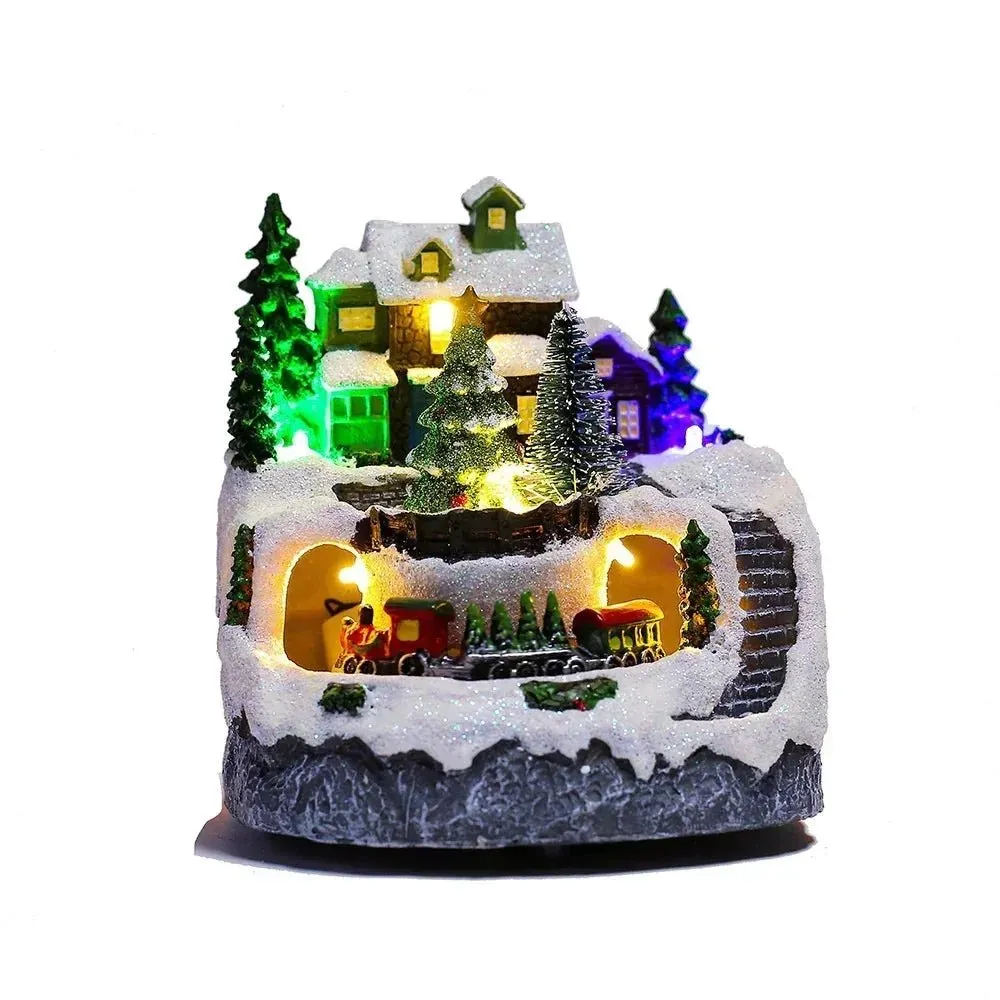 Christmas Figurine with Music & Lights – Snowy House Décor with Snowman for Delightful Holiday Gifts & Home Charm