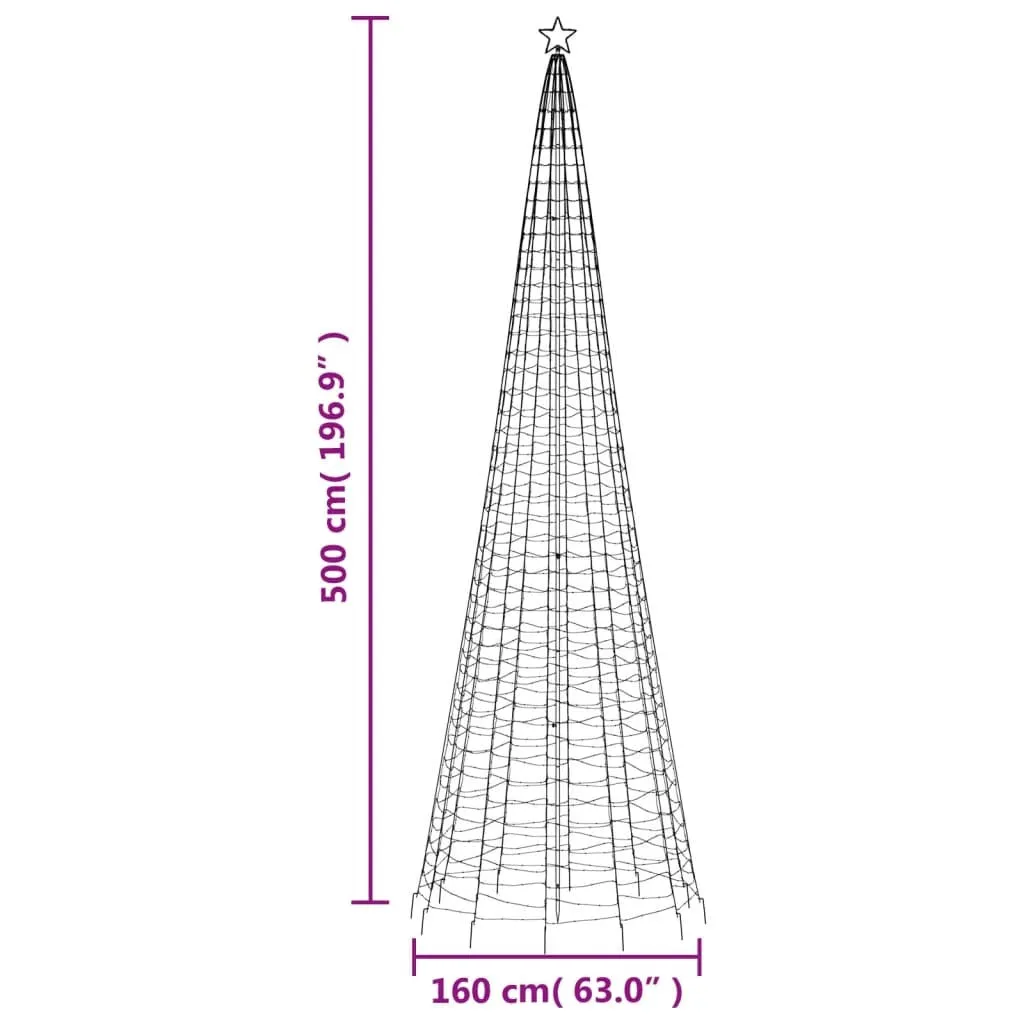 Christmas Tree Light with Spikes 1554 LEDs Cold White 196.9"