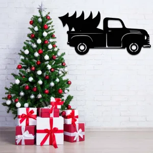 Christmas Truck Tree - Metal Wall Art