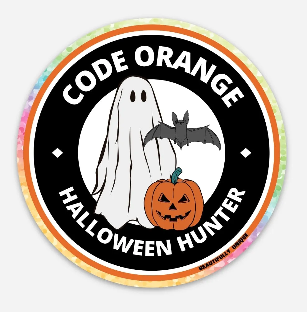 Code Orange Halloween Hunter Glitter Vinyl Sticker