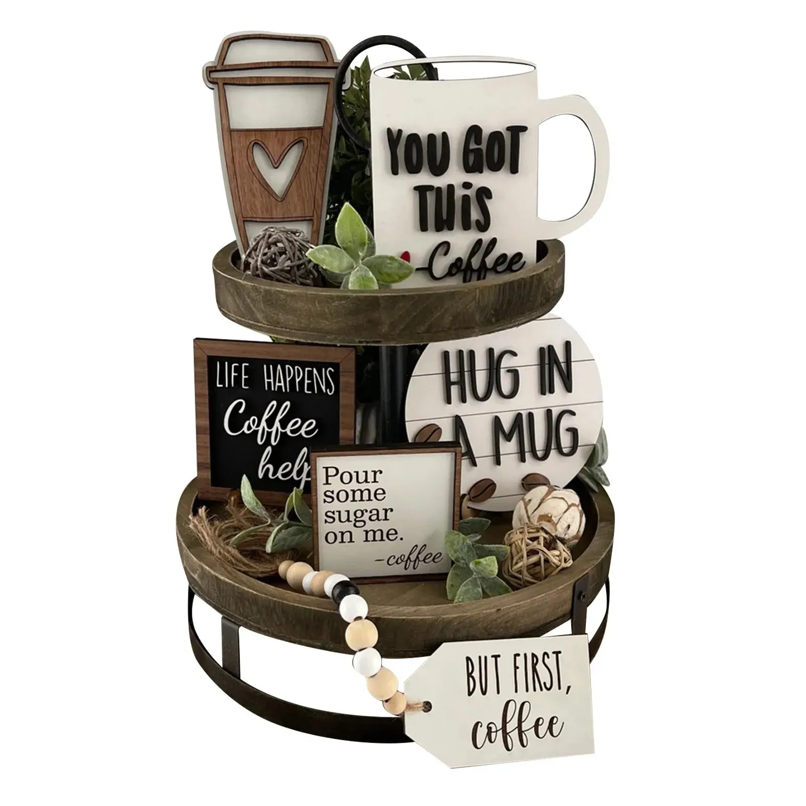 Coffee Bar Decoration Logo Farmhouse Layered Tray Decoration Coffee