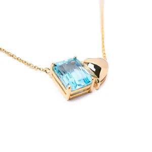 Emerald Cut Stone & Heart Shape Toi Et Moi Necklace