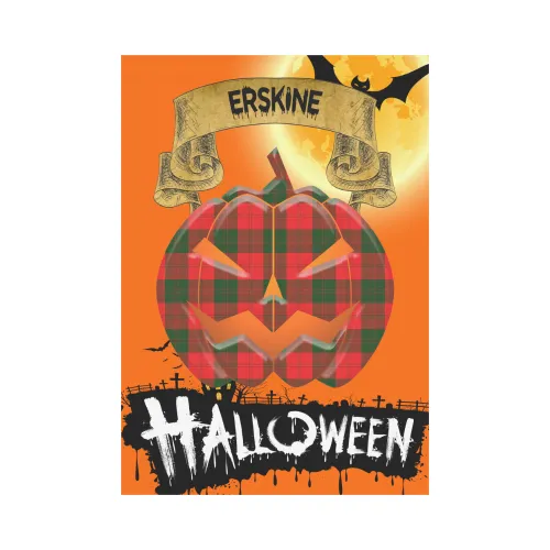 Erskine Modern Tartan Jack O' Lantern Garden Flag / Halloween Home Decor NN4