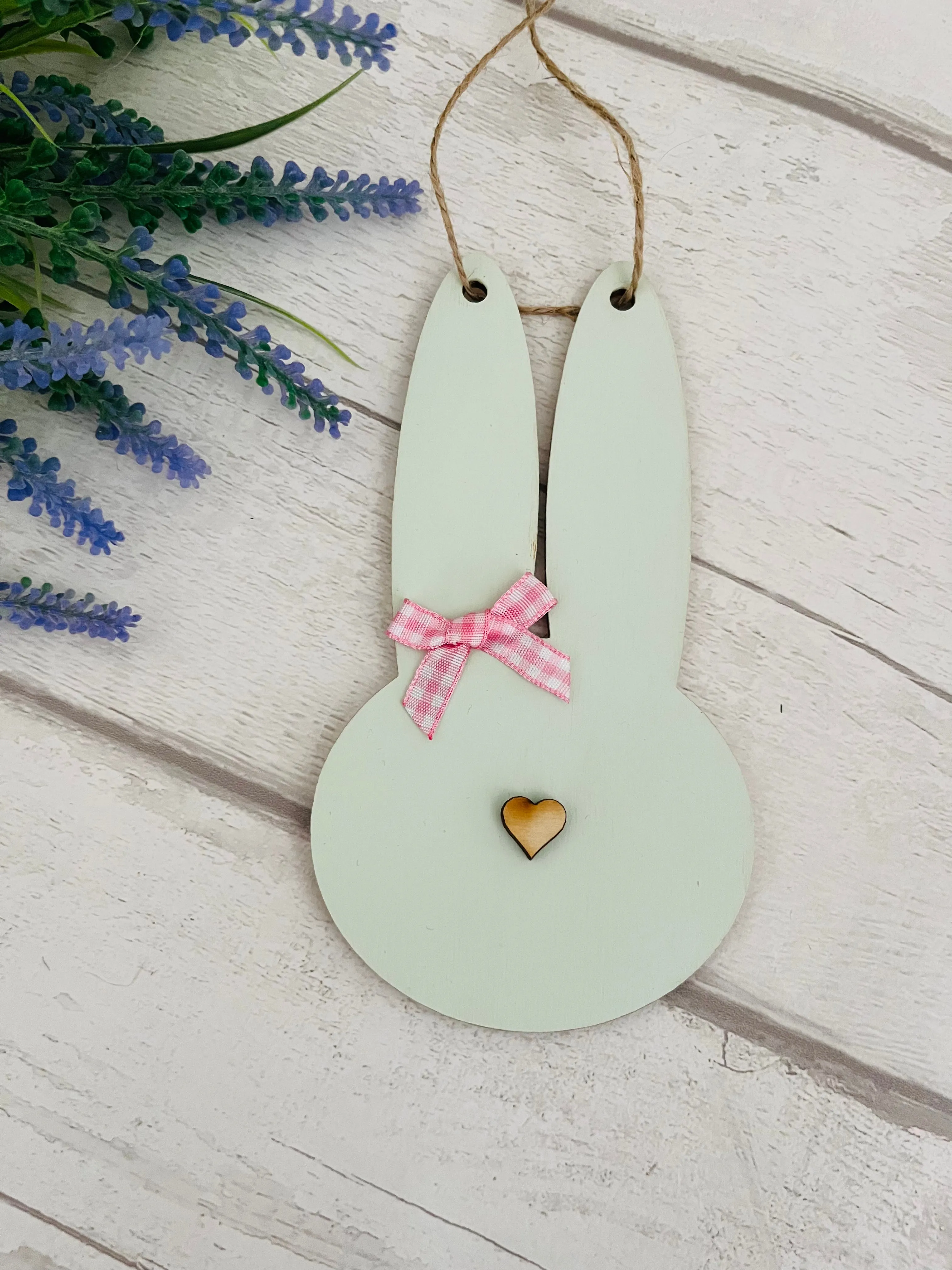 Farmhouse Easter Bunny Hanging Decoration - Sage Green