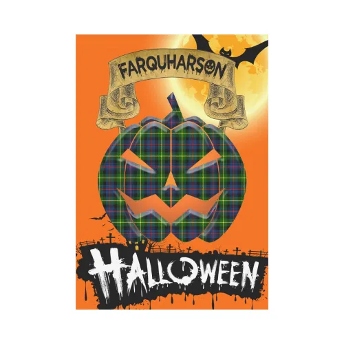 Farquharson Modern Tartan Jack O' Lantern Garden Flag / Halloween Home Decor NN8