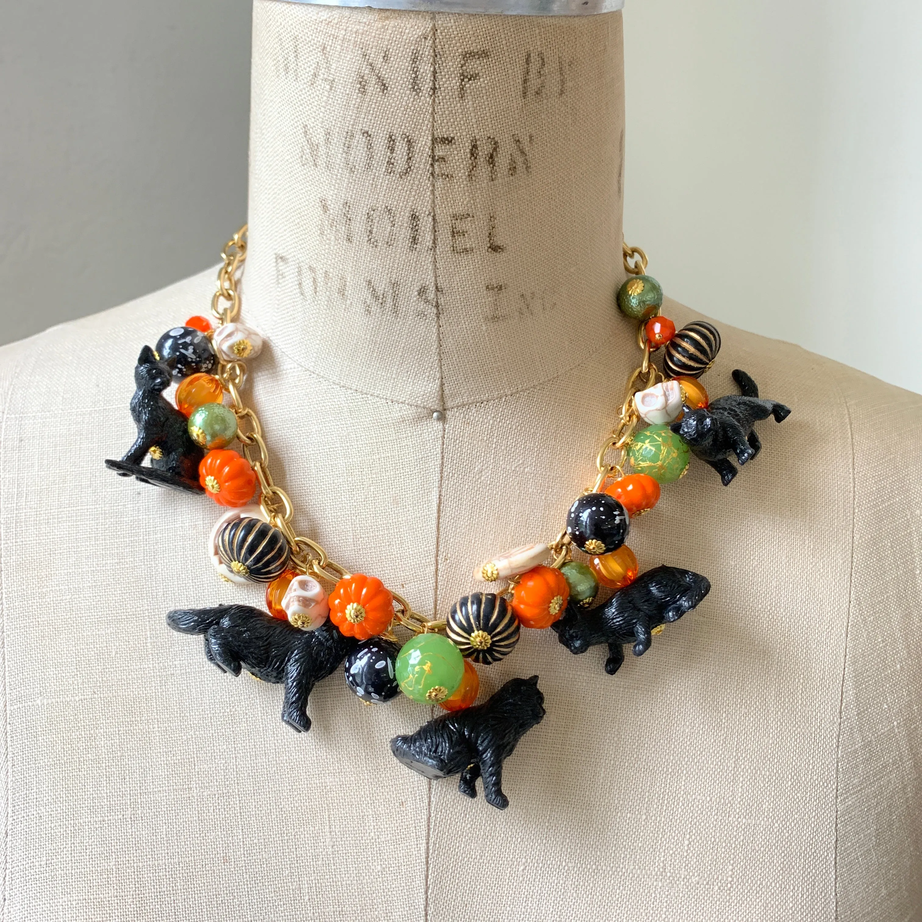 Festive Feline Halloween Necklace