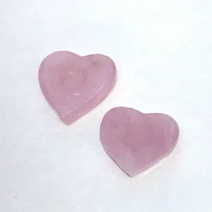 Genuine Rose Quartz gemstone carved Heart Candle Holder