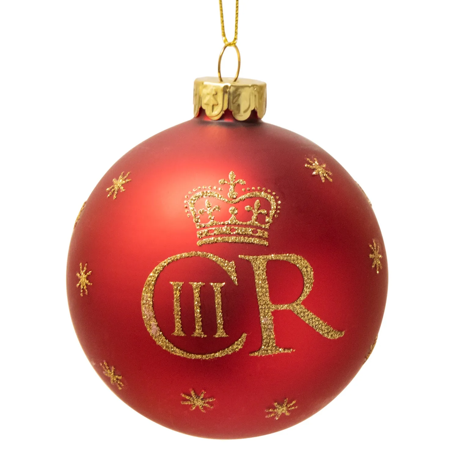 Gisela Graham King Charles III Royal Bauble Christmas Decoration - Red/Gold