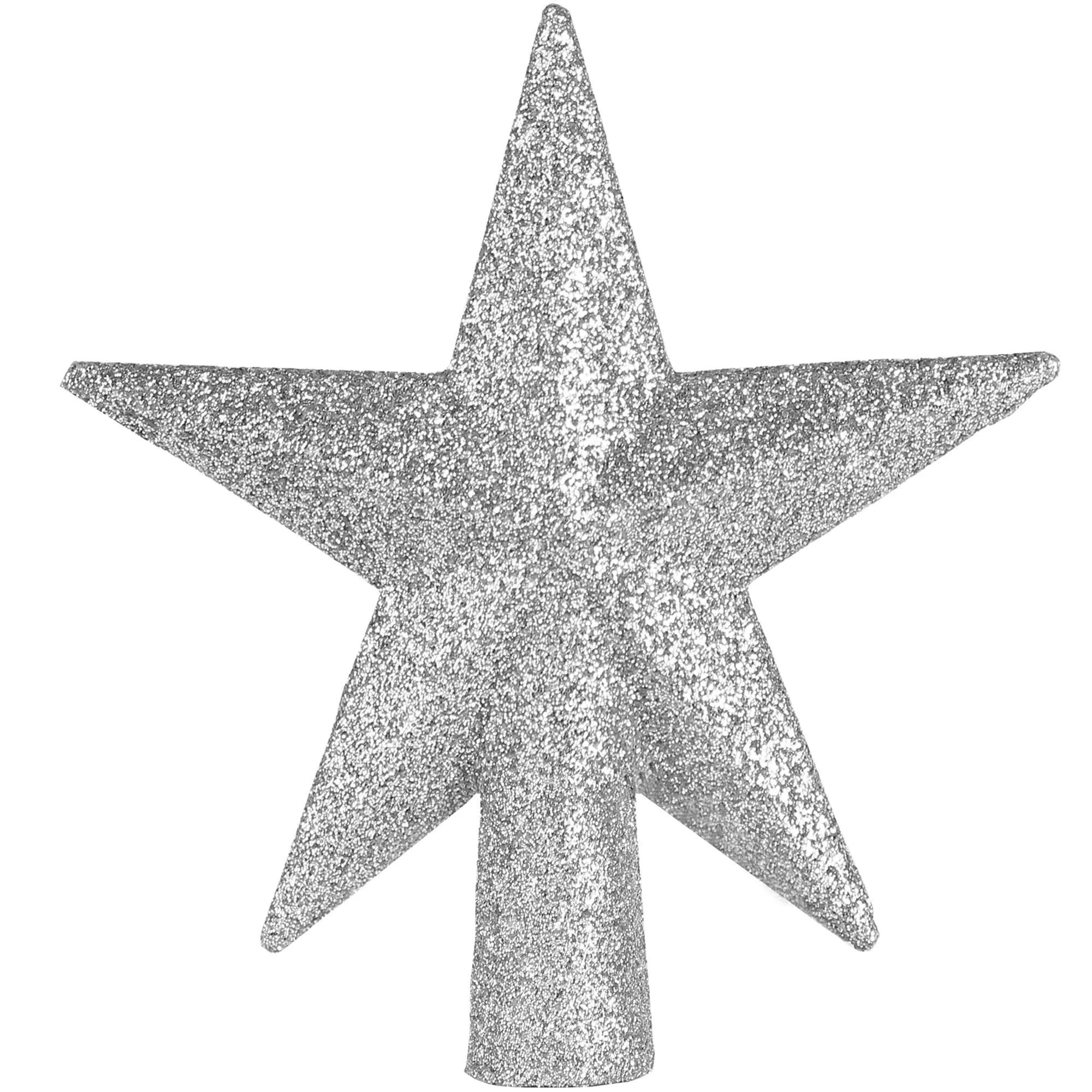 Glitter Star Tree Topper - Christmas Silver Decorative Holiday Bethlehem Star Ornament 8"