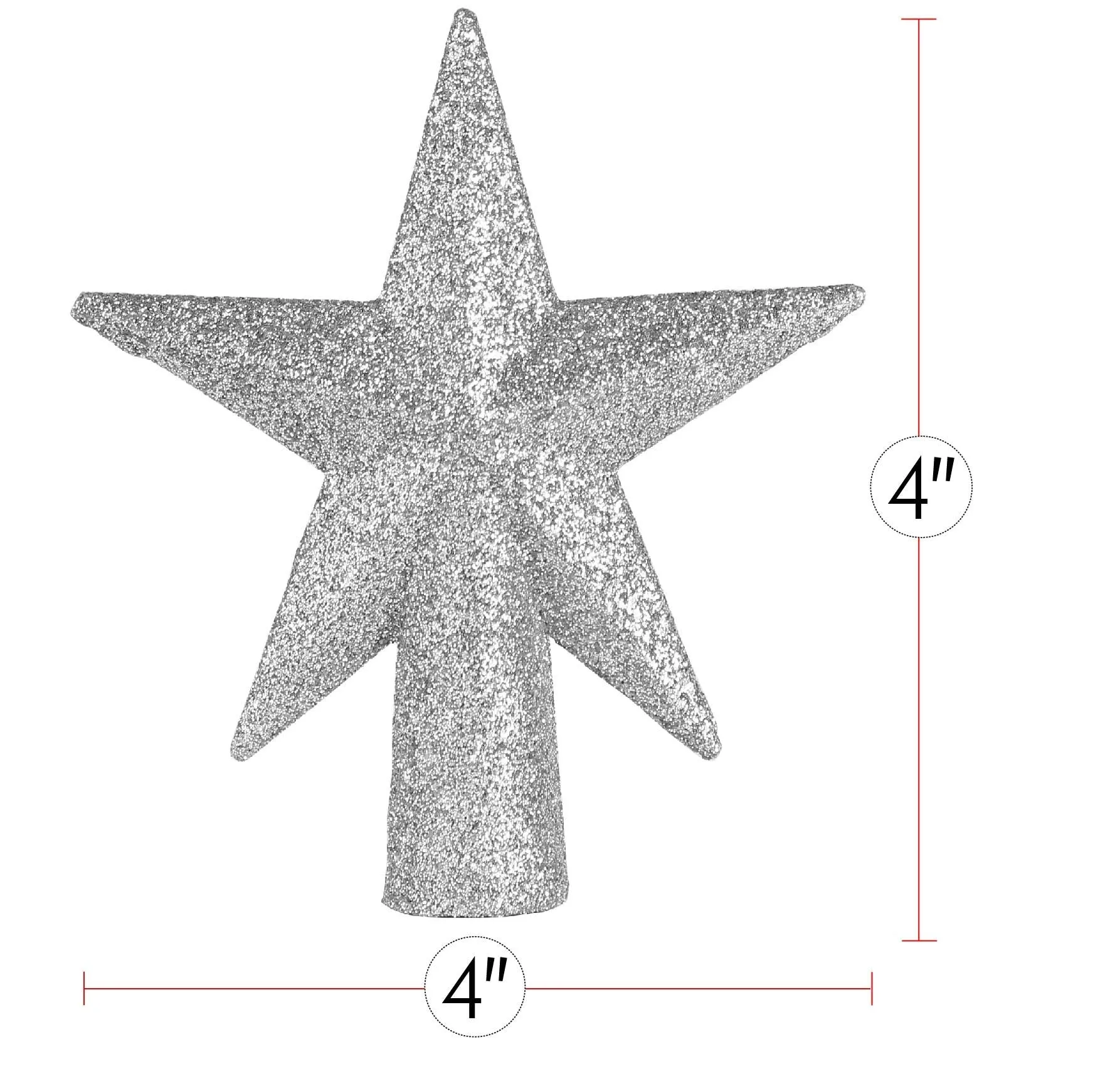 Glitter Star Tree Topper - Christmas Silver Decorative Holiday Bethlehem Star Ornament 8"