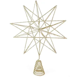 Glitter Star Tree Topper - Christmas Sparkly Metal Wire Star Tree Top Ornament